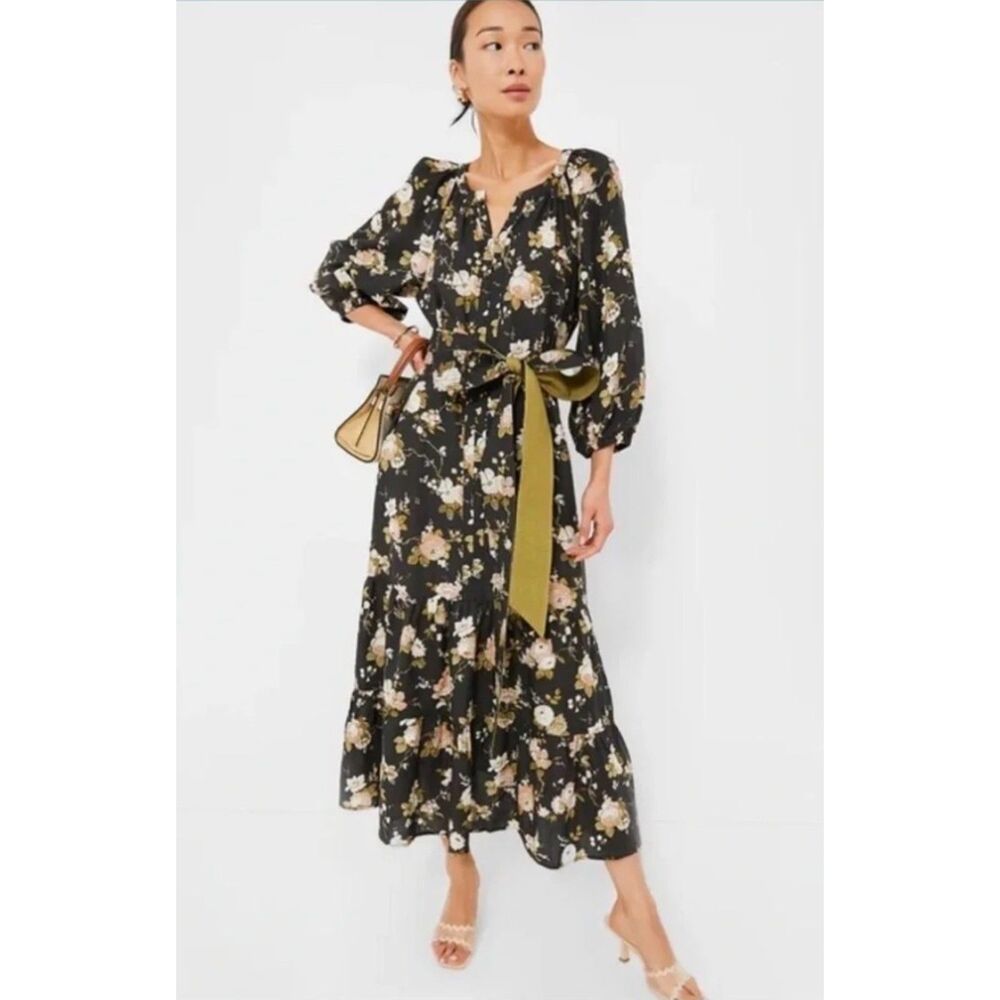NWT Tuckernuck Maxi Floral Dress Boho Midnight Garden Chic Cottagecore SZ S